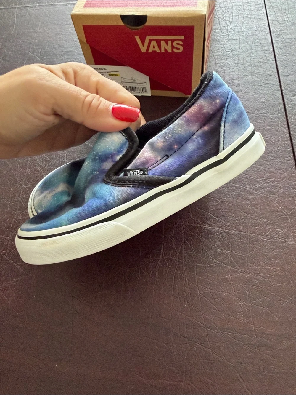 Vans Kids Slip-On Sneakers in Blue and Purple Galaxy Print Toddler Size 9